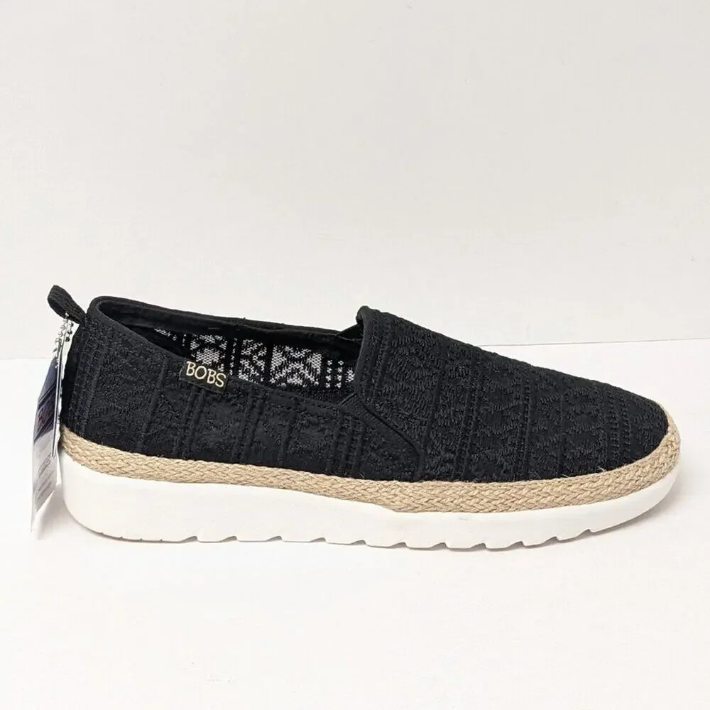 Skechers Black Lace Espadrille Slip-Ons